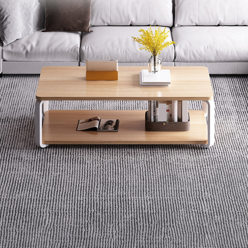 Modern Style Wooden Rectangular Table with Abstract Base for Storage Rack Coffee Table Clearhalo 'Coffee & Accent Tables' 'Coffee Tables' 'coffee_tables' 'furn' 'furn_coffee_tables' 'Furniture' 'Living Room Furniture' 5584531