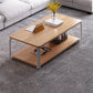 Modern Style Wooden Rectangular Table with Abstract Base for Storage Rack Coffee Table Natural Wood White Clearhalo 'Coffee & Accent Tables' 'Coffee Tables' 'coffee_tables' 'furn' 'furn_coffee_tables' 'Furniture' 'Living Room Furniture' 5584540