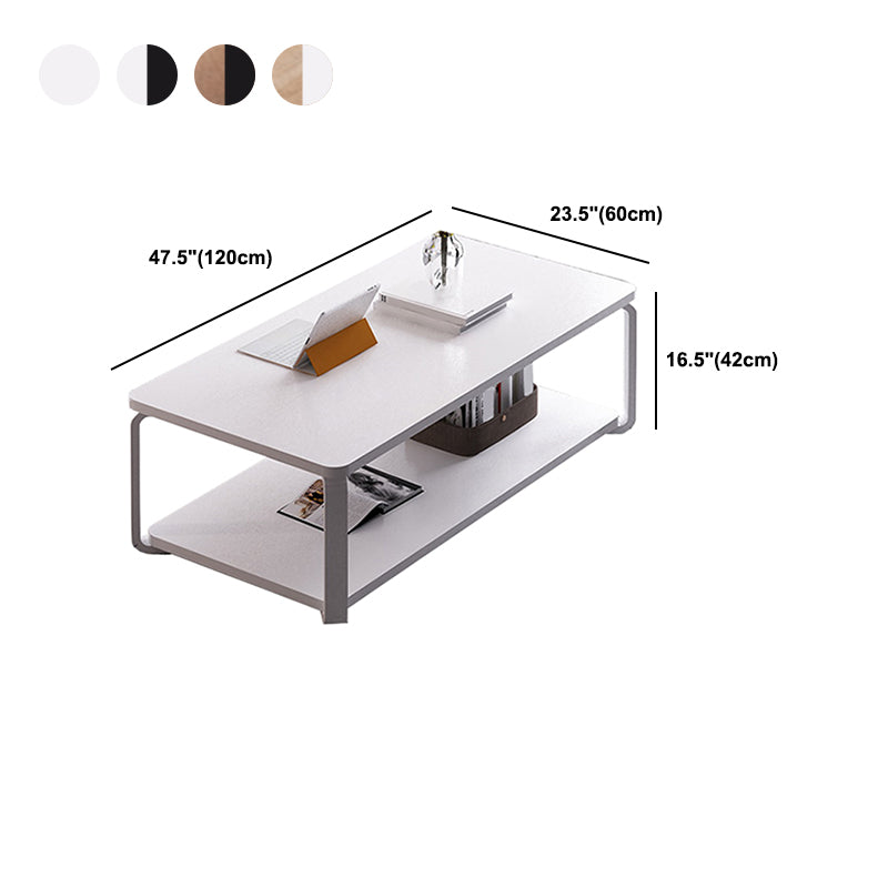 Modern Style Wooden Rectangular Table with Abstract Base for Storage Rack Coffee Table Clearhalo 'Coffee & Accent Tables' 'Coffee Tables' 'coffee_tables' 'furn' 'furn_coffee_tables' 'Furniture' 'Living Room Furniture' 5584542