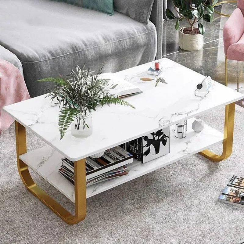 Modern Style Wooden Table with Rectangular Storage Rack Coffee Table Clearhalo 'Coffee & Accent Tables' 'Coffee Tables' 'coffee_tables' 'furn' 'furn_coffee_tables' 'Furniture' 'Living Room Furniture' 5584548