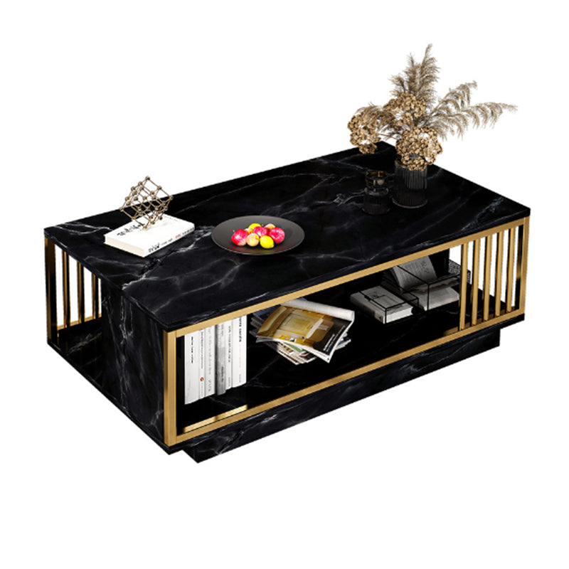 Modern Style Wooden Table with Rectangular Storage Rack Coffee Table Clearhalo 'Coffee & Accent Tables' 'Coffee Tables' 'coffee_tables' 'furn' 'furn_coffee_tables' 'Furniture' 'Living Room Furniture' 5584550