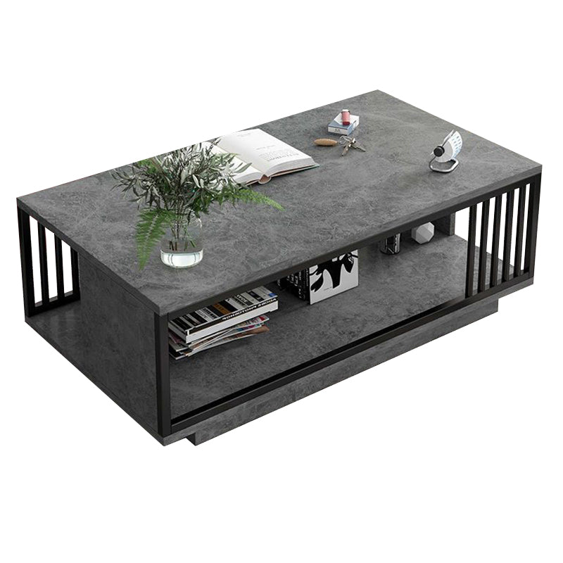 Modern Style Wooden Table with Rectangular Storage Rack Coffee Table Clearhalo 'Coffee & Accent Tables' 'Coffee Tables' 'coffee_tables' 'furn' 'furn_coffee_tables' 'Furniture' 'Living Room Furniture' 5584555