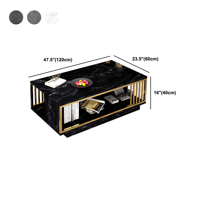 Modern Style Wooden Table with Rectangular Storage Rack Coffee Table Clearhalo 'Coffee & Accent Tables' 'Coffee Tables' 'coffee_tables' 'furn' 'furn_coffee_tables' 'Furniture' 'Living Room Furniture' 5584561