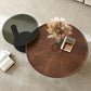 Modern Style Coffee Table with Square Block Base Design Round Glass/wood Table