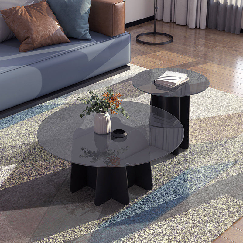 Abstract Base Design Circular Glass Table with Modern Style Coffee Table
