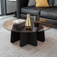 Abstract Base Design Circular Glass Table with Modern Style Coffee Table