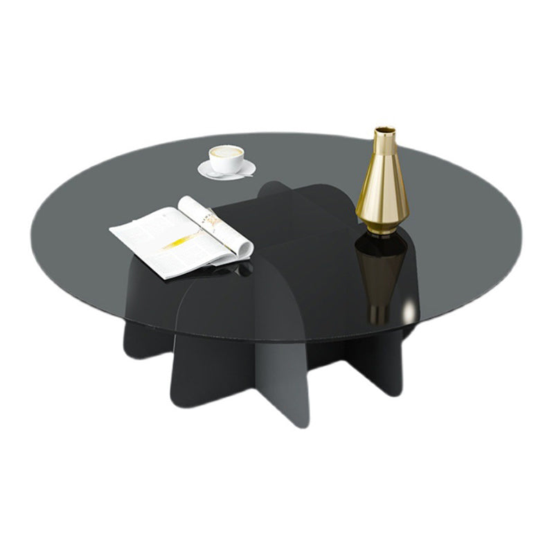 Abstract Base Design Circular Glass Table with Modern Style Coffee Table