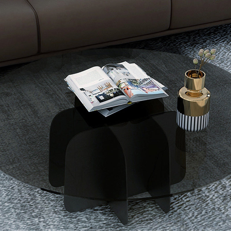 Abstract Base Design Circular Glass Table with Modern Style Coffee Table