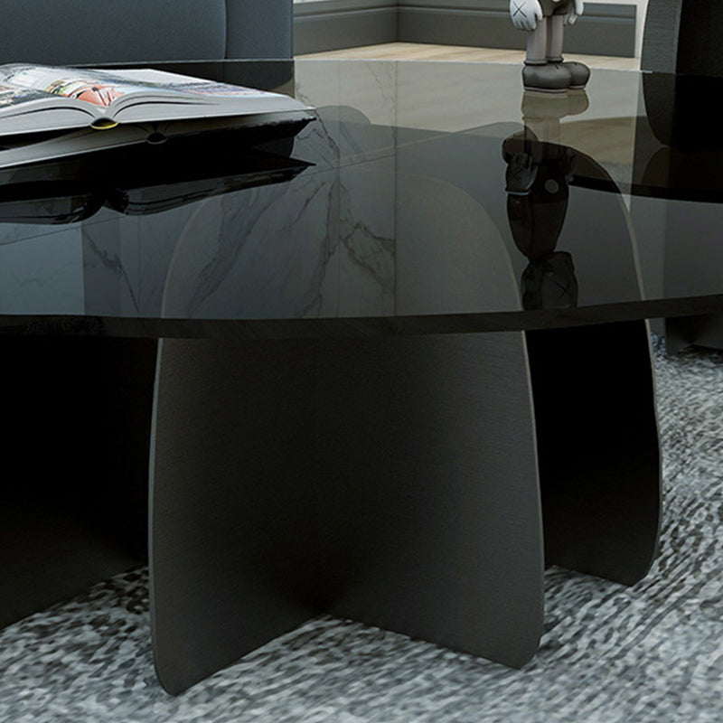 Abstract Base Design Circular Glass Table with Modern Style Coffee Table