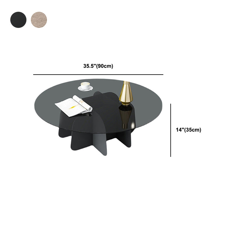 Abstract Base Design Circular Glass Table with Modern Style Coffee Table