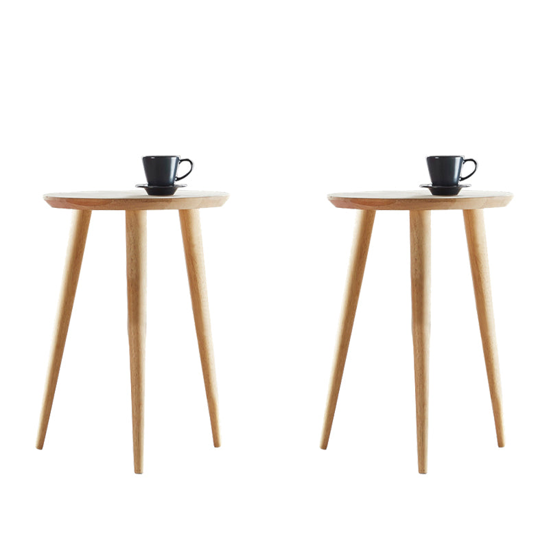 Dia 15.75" Wood Round End Table Natural Nordic 3 Legs Side Table