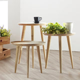 Dia 15.75" Wood Round End Table Natural Nordic 3 Legs Side Table