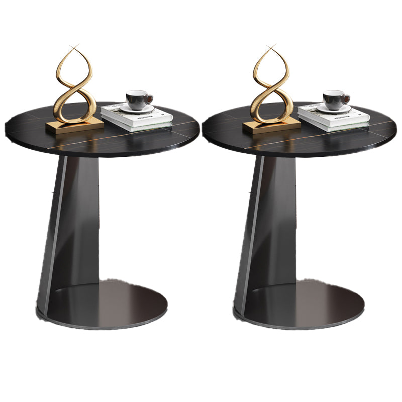 Metal C Side Table Contemporary Round Side End Table with Slate Top Black Gold 2 Clearhalo 'Coffee & Accent Tables' 'End & Side Tables' 'end_side_tables' 'furn' 'furn_end_side_tables' 'Furniture' 'Living Room Furniture' 5585446