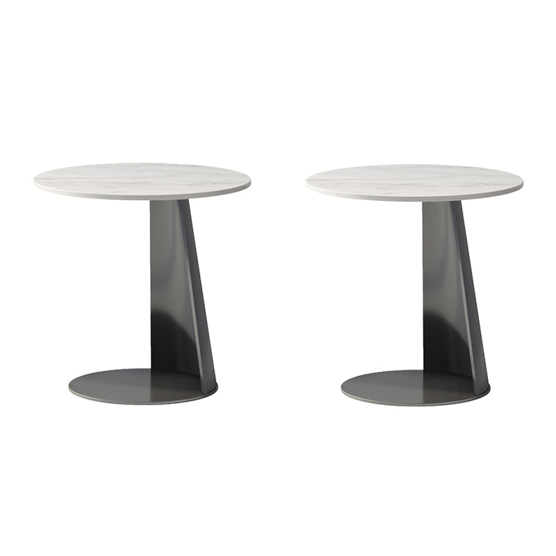 Metal C Side Table Contemporary Round Side End Table with Slate Top White 2 Clearhalo 'Coffee & Accent Tables' 'End & Side Tables' 'end_side_tables' 'furn' 'furn_end_side_tables' 'Furniture' 'Living Room Furniture' 5585449