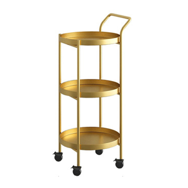 Mid-Century Metal Round Tray Top Side Table 4 Legs End Table with Shelf