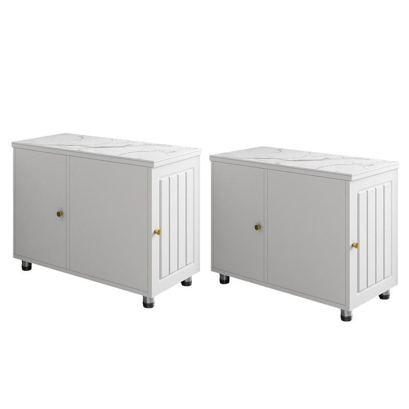 Rectangular Stone Side Table 24.41" Tall 2-Door End Table with Storage White 2 Clearhalo 'Coffee & Accent Tables' 'End & Side Tables' 'end_side_tables' 'furn' 'furn_end_side_tables' 'Furniture' 'Living Room Furniture' 5585583