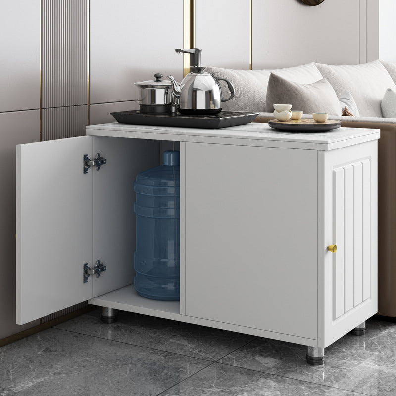 Rectangular Stone Side Table 24.41" Tall 2-Door End Table with Storage Clearhalo 'Coffee & Accent Tables' 'End & Side Tables' 'end_side_tables' 'furn' 'furn_end_side_tables' 'Furniture' 'Living Room Furniture' 5585587