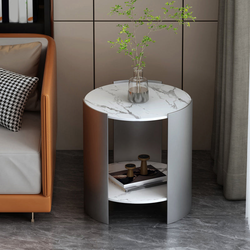 Tavolino moderno in pietra rotonda 19,69 "tavolo da fine 3 gambe alto con conservazione