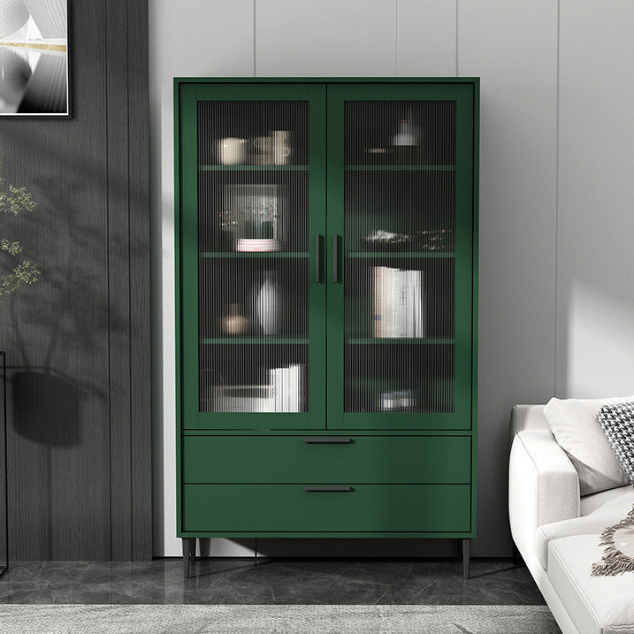 Armoire à accent en bois avec porte en verre et 4 pattes noires en acier