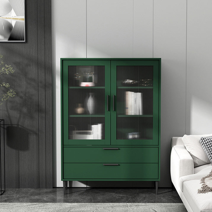 Armoire à accent en bois avec porte en verre et 4 pattes noires en acier