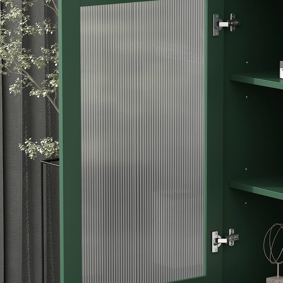 Armoire à accent en bois avec porte en verre et 4 pattes noires en acier