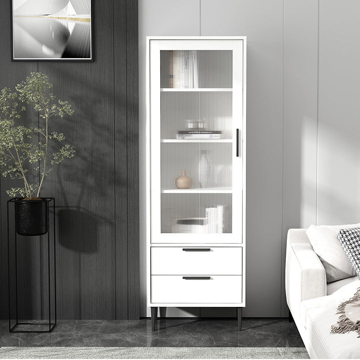 Armoire à accent en bois avec porte en verre et 4 pattes noires en acier