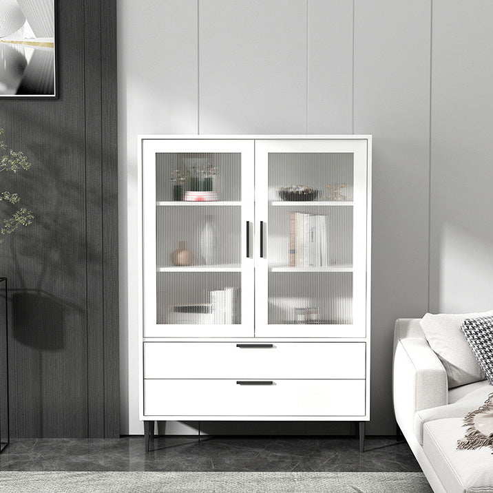 Armoire à accent en bois avec porte en verre et 4 pattes noires en acier