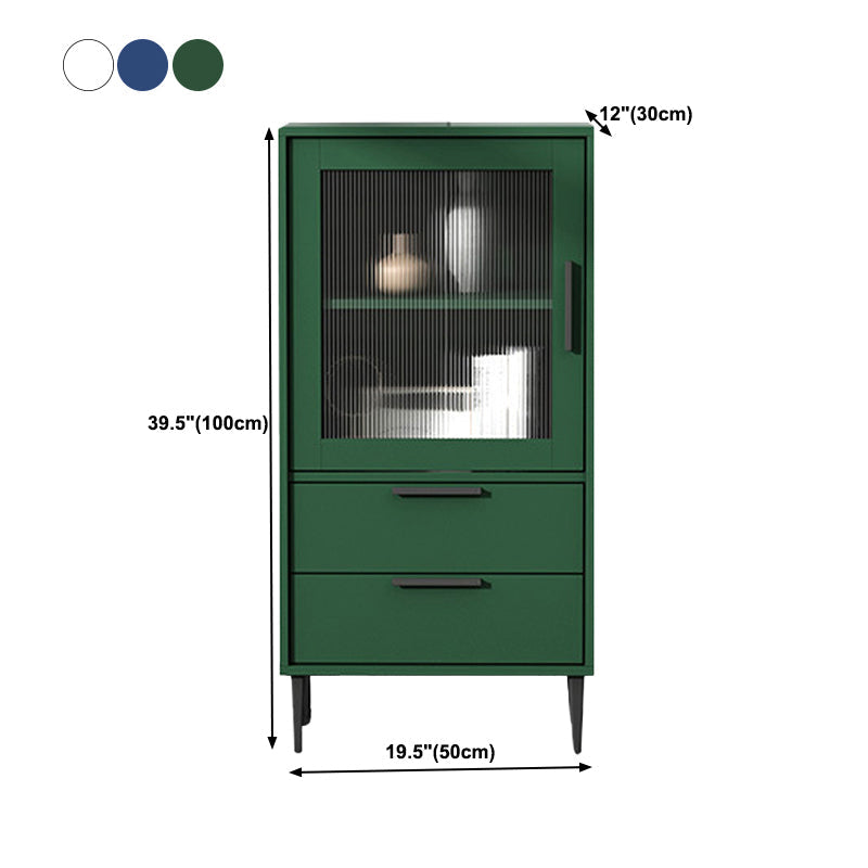Armoire à accent en bois avec porte en verre et 4 pattes noires en acier