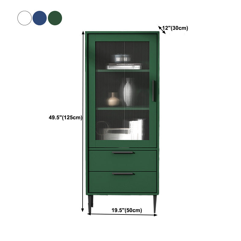 Armoire à accent en bois avec porte en verre et 4 pattes noires en acier