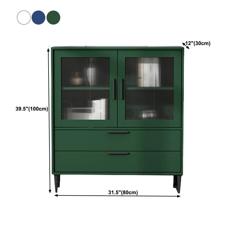 Armoire à accent en bois avec porte en verre et 4 pattes noires en acier