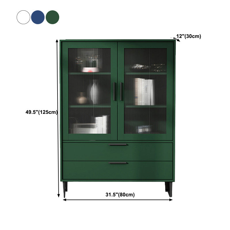 ガラスドアと4本の鋼の黒い脚を備えた木製のアクセントキャビネット