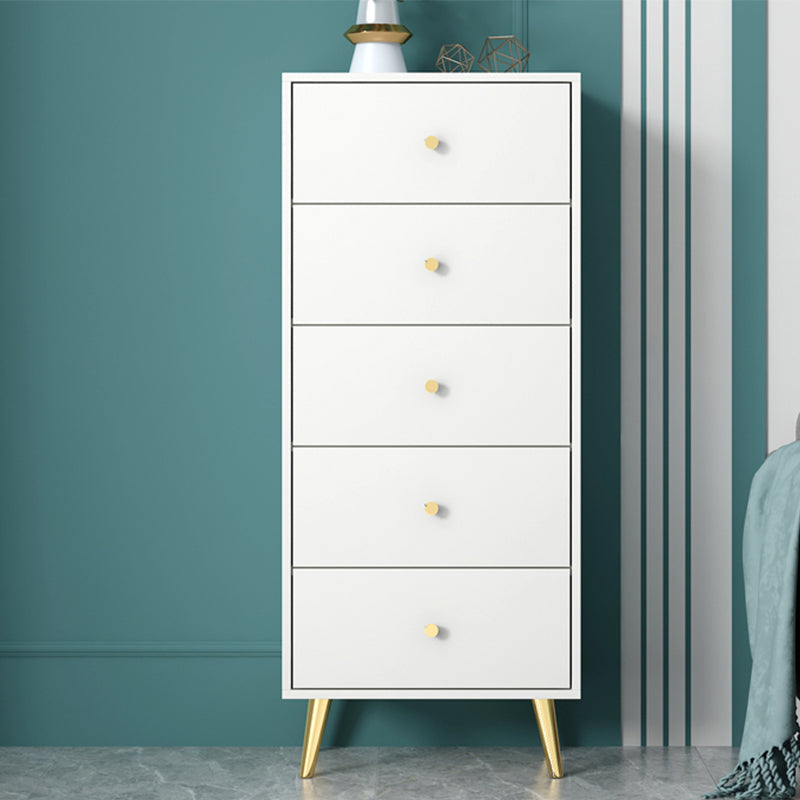Modern Accent Chest with Storage Drawers and 4 Golden Legs Chest 19.7"L x 11.8"W x 47.2"H White Clearhalo 'Cabinets & Chests' 'cabinets_chests' 'furn' 'furn_cabinets_chests' 'Furniture' 'Living Room Furniture' 5585889