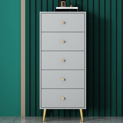 Modern Accent Chest with Storage Drawers and 4 Golden Legs Chest 19.7"L x 11.8"W x 47.2"H Grey
