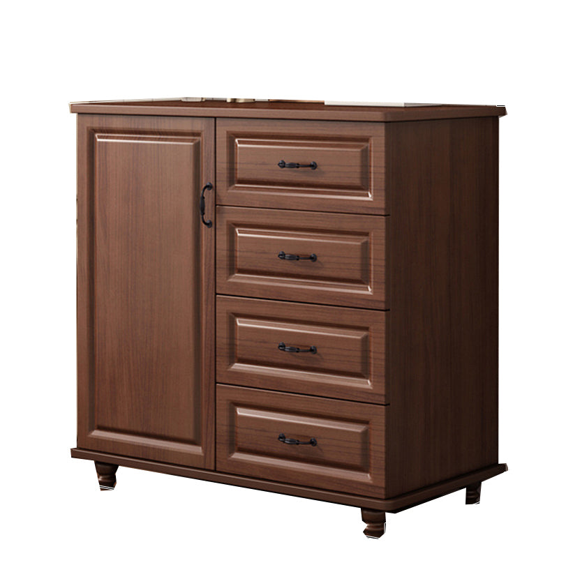 木製の脚と収納引き出しのキャビネットを備えたモダンなサイドキャビネット