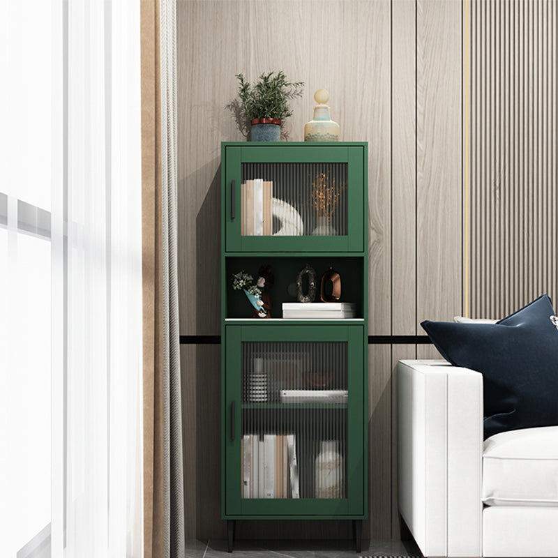 Modern Wooden Storage Cabinet with 2 Glass Doors and Storage Shelf
