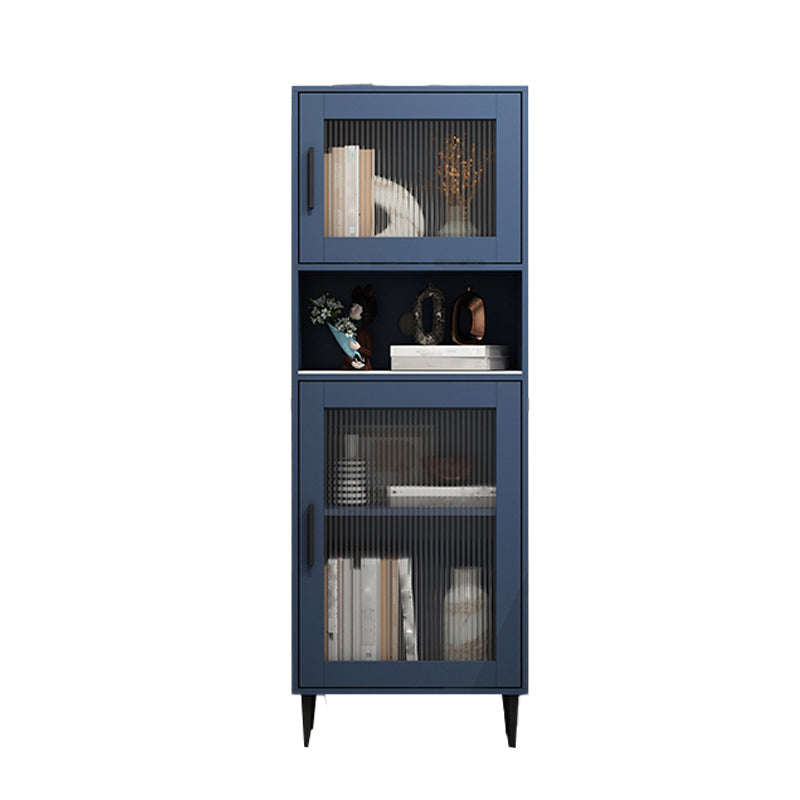 Modern Wooden Storage Cabinet with 2 Glass Doors and Storage Shelf