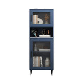 Modern Wooden Storage Cabinet with 2 Glass Doors and Storage Shelf