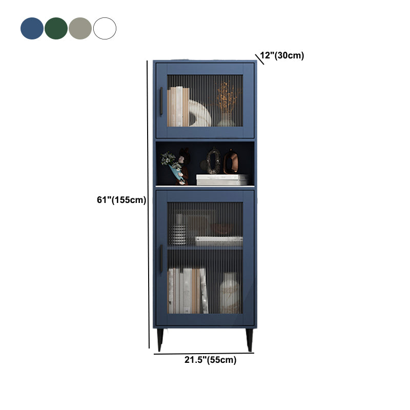 Modern Wooden Storage Cabinet with 2 Glass Doors and Storage Shelf