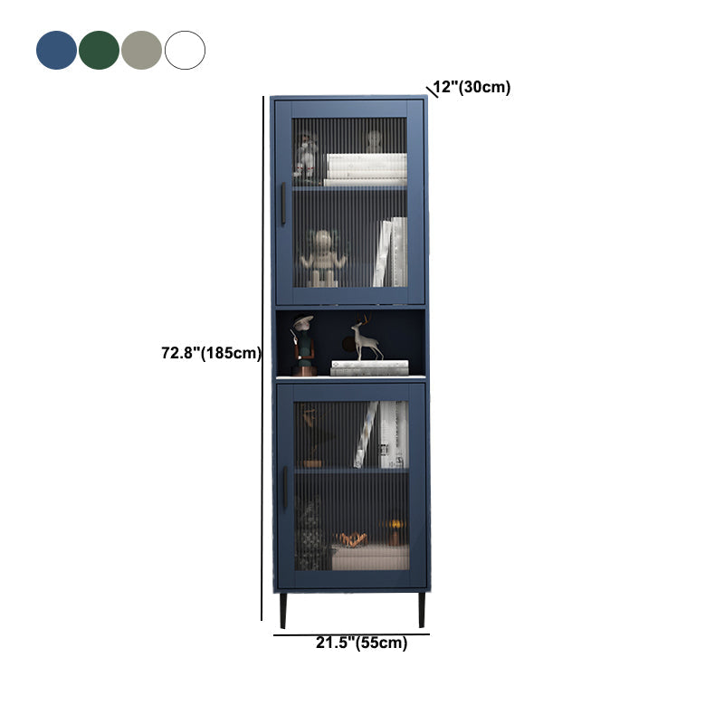 Modern Wooden Storage Cabinet with 2 Glass Doors and Storage Shelf