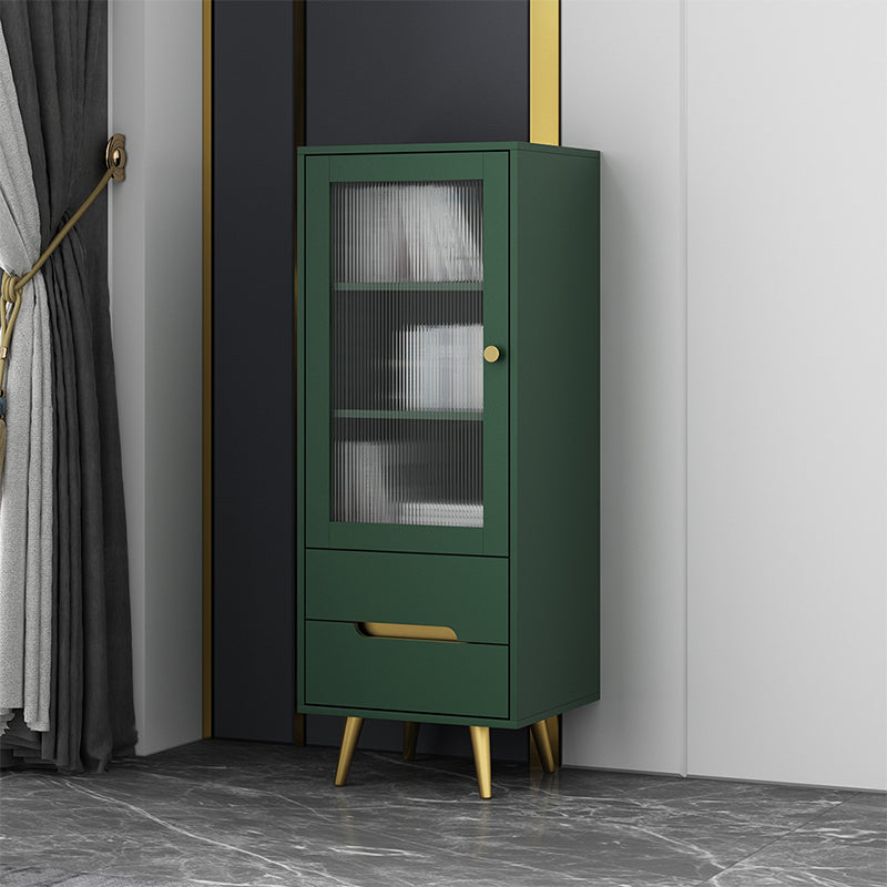 Modern Wooden Accent Cabinet with 2 Drawers and Glass Door Cabinet 18"L x 16"W x 47"H Green Clearhalo 'Cabinets & Chests' 'cabinets_chests' 'furn' 'furn_cabinets_chests' 'Furniture' 'Living Room Furniture' 5585934