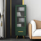 Modern Wooden Accent Cabinet with 2 Drawers and Glass Door Cabinet 18"L x 16"W x 55"H Green Clearhalo 'Cabinets & Chests' 'cabinets_chests' 'furn' 'furn_cabinets_chests' 'Furniture' 'Living Room Furniture' 5585935