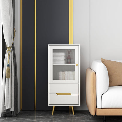 Modern Wooden Accent Cabinet with 2 Drawers and Glass Door Cabinet 18"L x 16"W x 39"H White Clearhalo 'Cabinets & Chests' 'cabinets_chests' 'furn' 'furn_cabinets_chests' 'Furniture' 'Living Room Furniture' 5585937