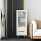 Modern Wooden Accent Cabinet with 2 Drawers and Glass Door Cabinet 18"L x 16"W x 47"H White Clearhalo 'Cabinets & Chests' 'cabinets_chests' 'furn' 'furn_cabinets_chests' 'Furniture' 'Living Room Furniture' 5585938