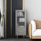 Modern Wooden Accent Cabinet with 2 Drawers and Glass Door Cabinet 18"L x 16"W x 47"H Grey Clearhalo 'Cabinets & Chests' 'cabinets_chests' 'furn' 'furn_cabinets_chests' 'Furniture' 'Living Room Furniture' 5585940