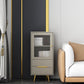 Modern Wooden Accent Cabinet with 2 Drawers and Glass Door Cabinet 18"L x 16"W x 39"H Champagne Clearhalo 'Cabinets & Chests' 'cabinets_chests' 'furn' 'furn_cabinets_chests' 'Furniture' 'Living Room Furniture' 5585944