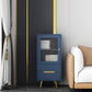 Modern Wooden Accent Cabinet with 2 Drawers and Glass Door Cabinet 18"L x 16"W x 39"H Blue Clearhalo 'Cabinets & Chests' 'cabinets_chests' 'furn' 'furn_cabinets_chests' 'Furniture' 'Living Room Furniture' 5585949