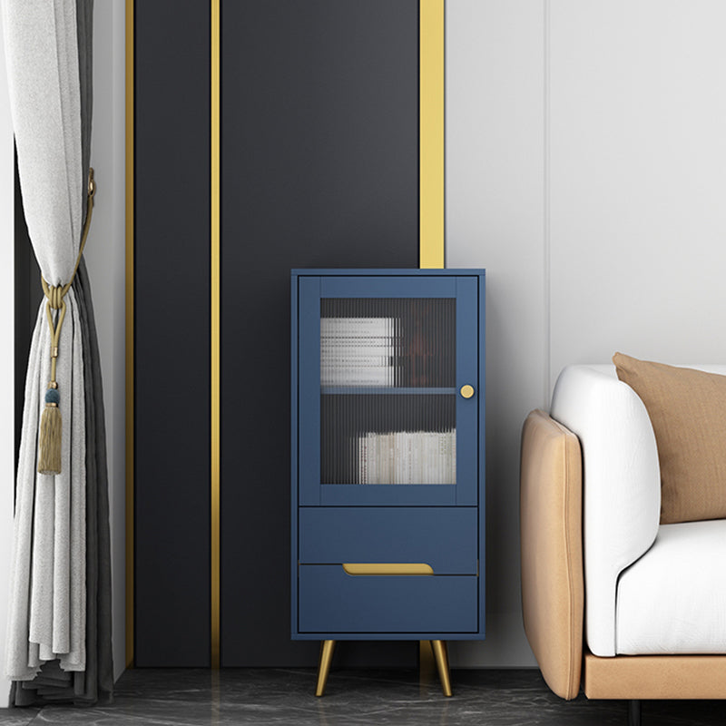 Modern Wooden Accent Cabinet with 2 Drawers and Glass Door Cabinet 18"L x 16"W x 39"H Blue Clearhalo 'Cabinets & Chests' 'cabinets_chests' 'furn' 'furn_cabinets_chests' 'Furniture' 'Living Room Furniture' 5585949