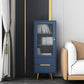 Modern Wooden Accent Cabinet with 2 Drawers and Glass Door Cabinet 18"L x 16"W x 47"H Blue Clearhalo 'Cabinets & Chests' 'cabinets_chests' 'furn' 'furn_cabinets_chests' 'Furniture' 'Living Room Furniture' 5585950