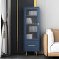 Modern Wooden Accent Cabinet with 2 Drawers and Glass Door Cabinet 18"L x 16"W x 55"H Blue Clearhalo 'Cabinets & Chests' 'cabinets_chests' 'furn' 'furn_cabinets_chests' 'Furniture' 'Living Room Furniture' 5585951