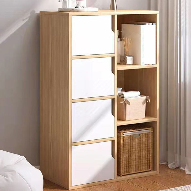 Contemporary Wooden Side Cabinet with Storage Shelves and Doors 19.7"L x 9.8"W x 41.3"H Natural Clearhalo 'Cabinets & Chests' 'cabinets_chests' 'furn' 'furn_cabinets_chests' 'Furniture' 'Living Room Furniture' 5585960